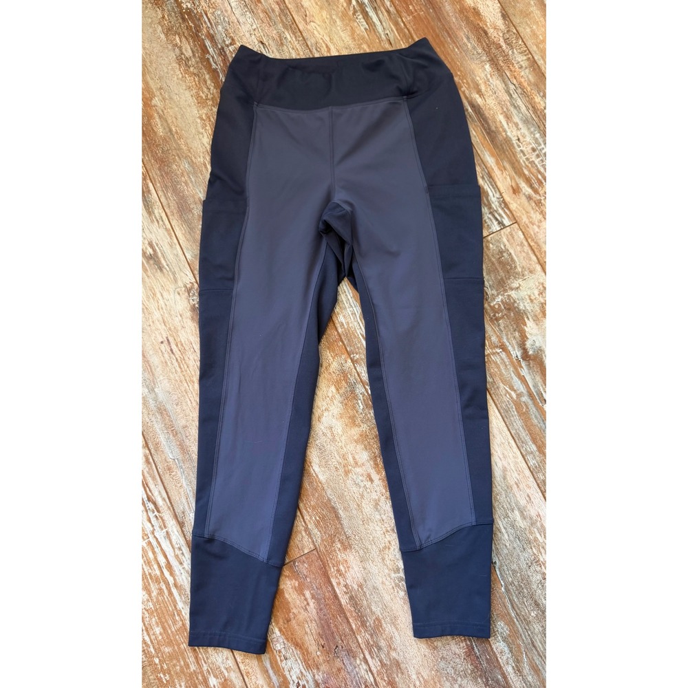 REI Co-op Womens S Hiking Leggings Trail Tights Side Pockets Gray Black